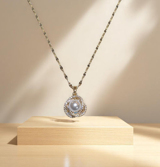 Orbit Cubic Zirconia Necklace 18K Gold Plated Stainless Steel