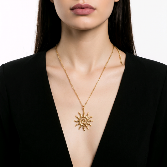 Sun Necklace 18K Gold Plated Stainless Steel with sun charm pendant