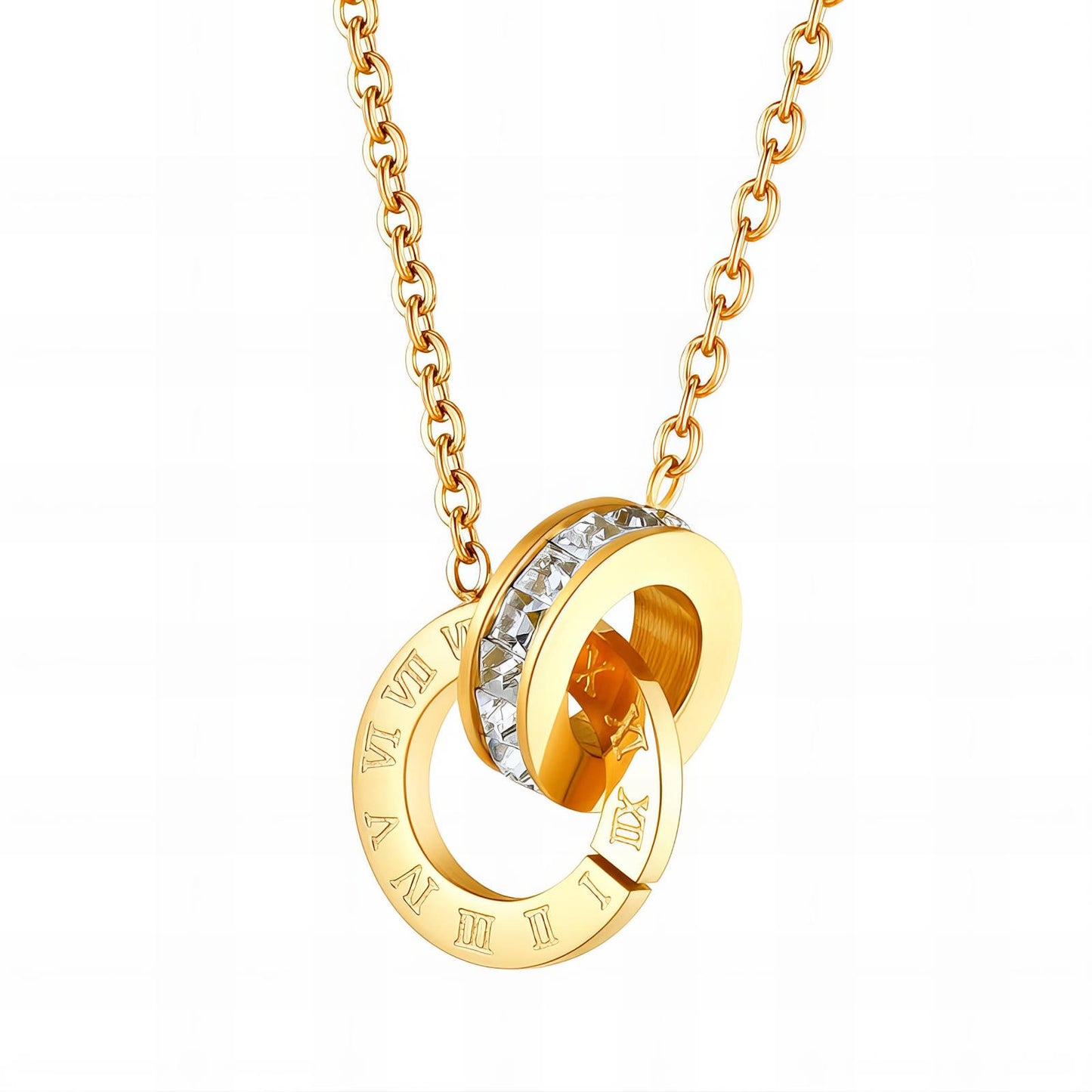 Precious Time - Necklace 18K Gold Plated Stainless Steel with Cubic zirconia