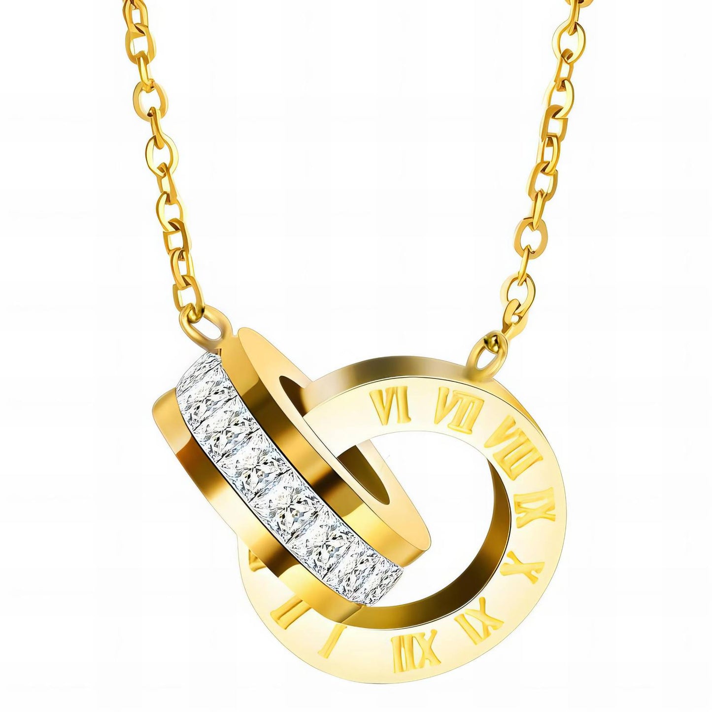 Precious Time - Necklace 18K Gold Plated Stainless Steel with Cubic zirconia