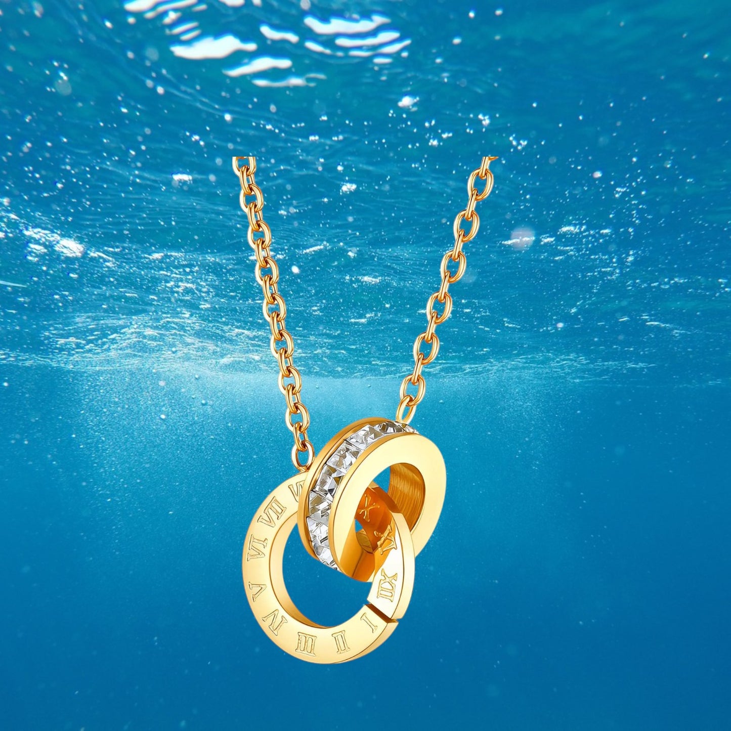 Precious Time - Necklace 18K Gold Plated Stainless Steel with Cubic zirconia
