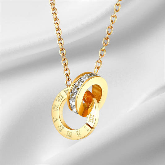 Precious Time - Necklace 18K Gold Plated Stainless Steel with Cubic zirconia