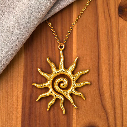 Sun Necklace 18K Gold Plated Stainless Steel with sun charm pendant