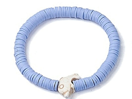Heishi Surfer Stretch Stack Bracelets Polymer Clay beads with dolphin charm