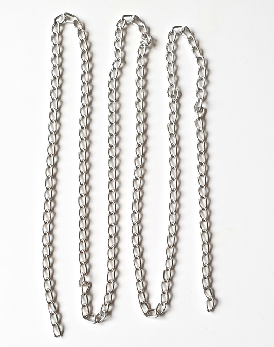 Shiny Silver Colour Oval Chain - 5mm Oval Links for DIY Jewellery Making, 1 Meter Length