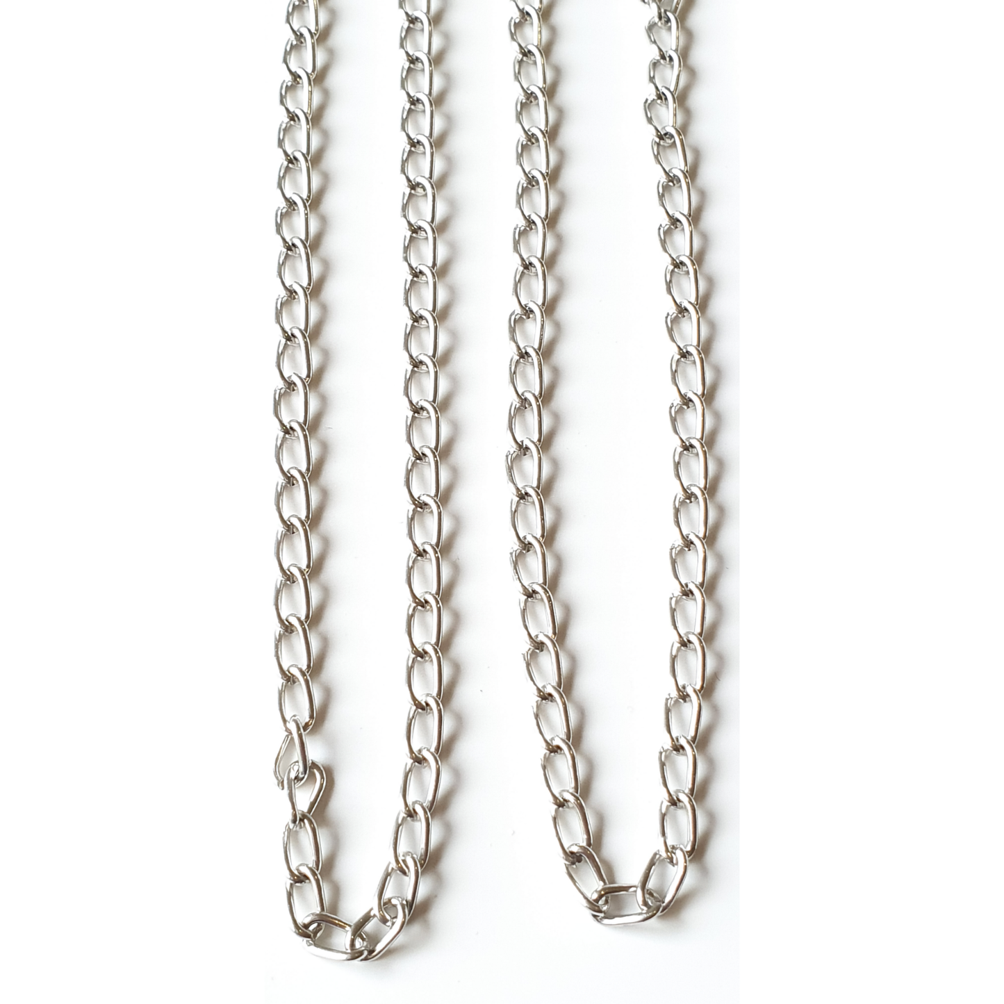 Shiny Silver Colour Oval Chain - 5mm Oval Links for DIY Jewellery Making, 1 Meter Length