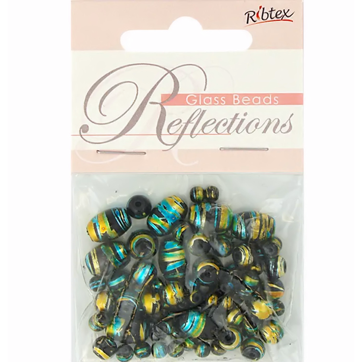 Glass Black Metallic Stripe Beads Assorted sizes pack of 50x, Ribtex Sensations, Jewellery Making, Beading, Craft (Copy)