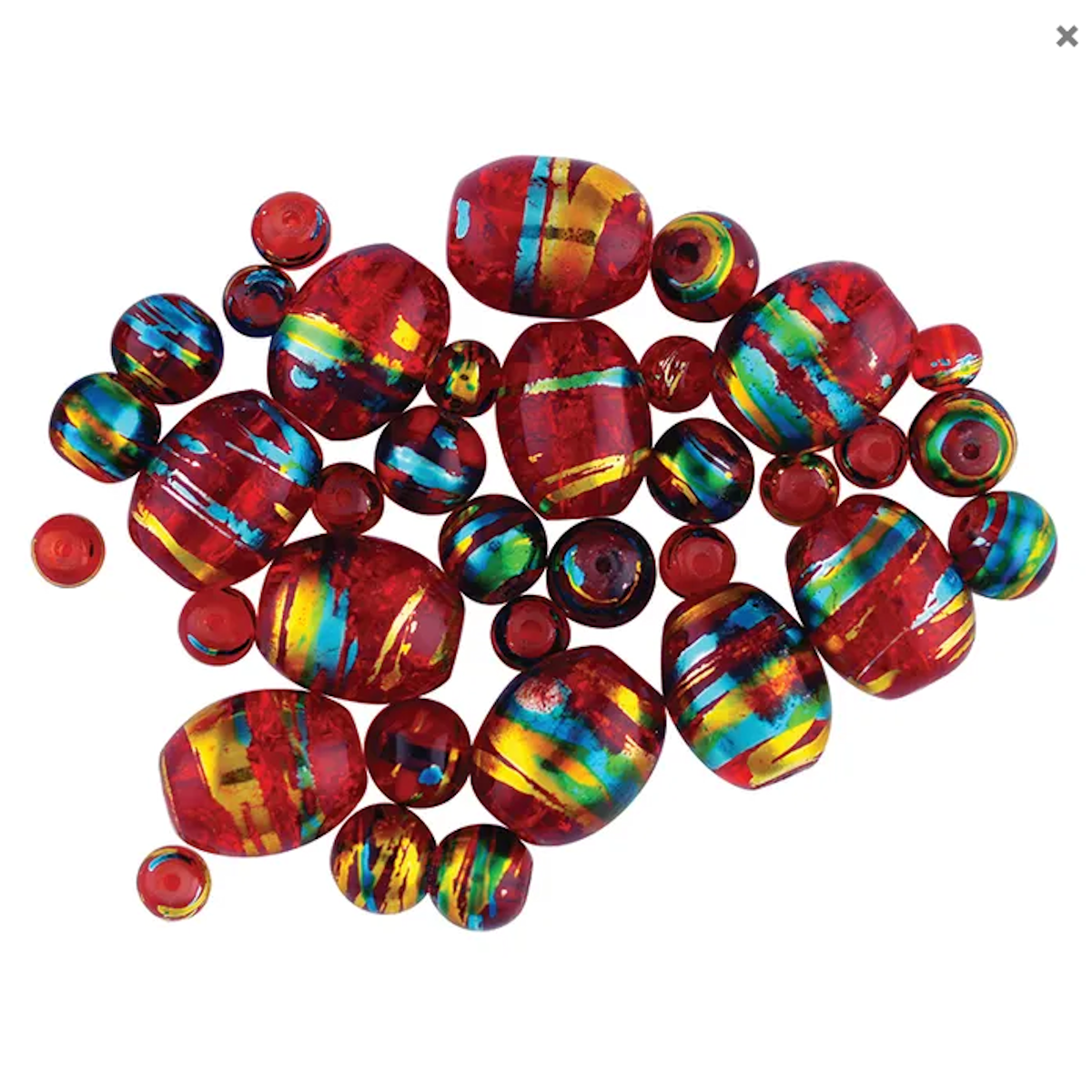 Glass Red Metallic Stripe Beads Rust Assorted sizes pack of 50x, Ribtex Sensations, Jewellery Making, Beading, Craft