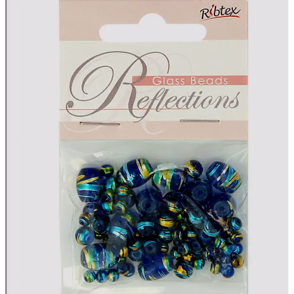 Cobalt Blue Glass Metallic Stripe Beads Assorted sizes pack of 50x, Ribtex Sensations, Jewellery Making, Beading, Craft (Copy)