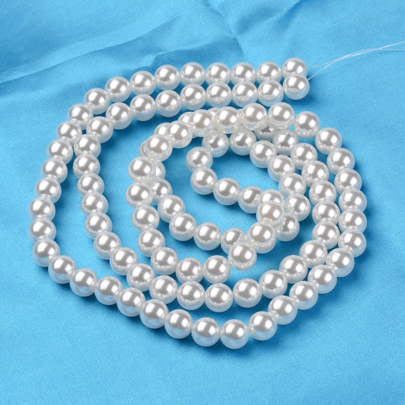 Pearl Beads, 10mm White, Round, Simulate pearl, 2mm hole Pack of 50x Plastic
