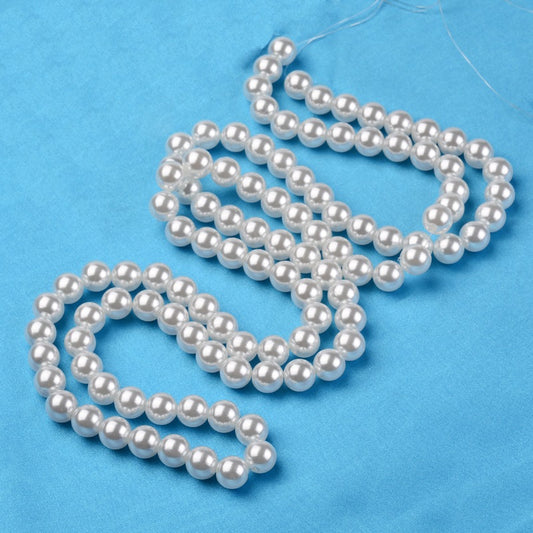 Pearl Beads, 10mm White, Round, Simulate pearl, 2mm hole Pack of 50x Plastic