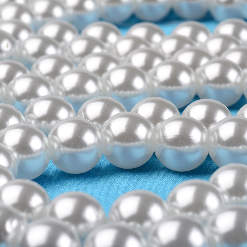 Pearl Beads, 10mm White, Round, Simulate pearl, 2mm hole Pack of 50x Plastic