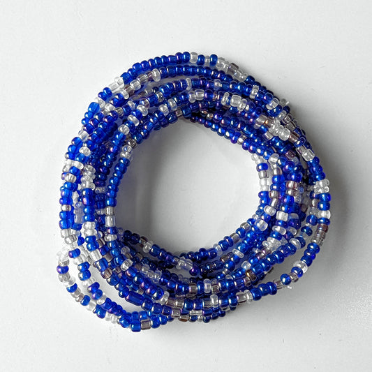 Blue Seed Bead Bracelets, Stretch, Multi Pack of 5 or 10, Blue glass beads, Ready to Wear Handmade Jewellery