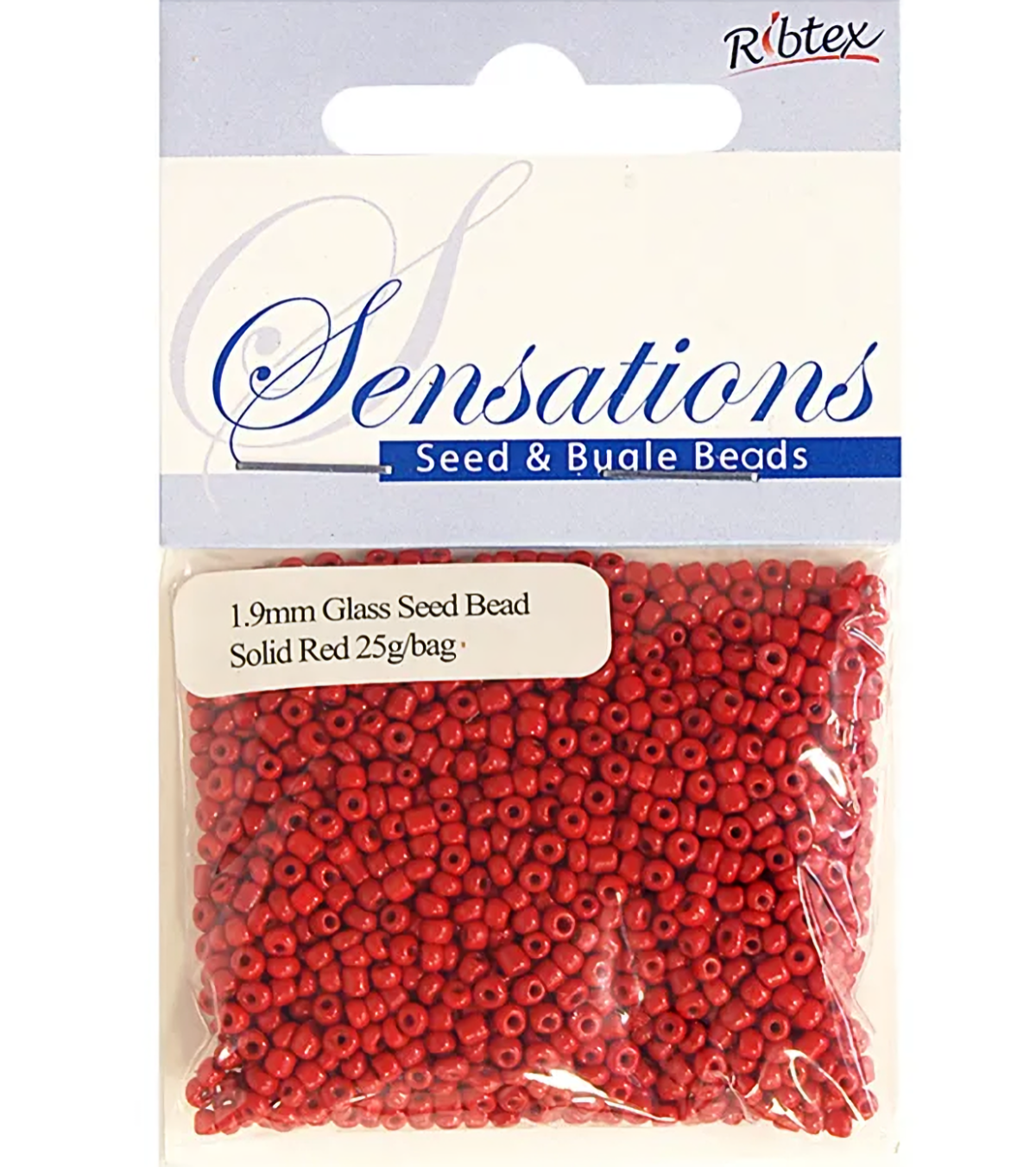 Red Glass Seed Beads, Solid Red opaque , 12/0 1.9mm pack of 25gm, Sensations