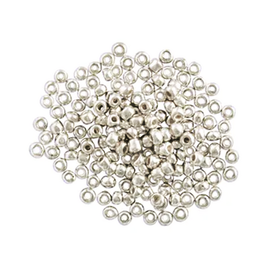 Metallic Silver Seed Beads Glass, 3.6mm size 6/0, Gloss, Pack of 25gm, Jewellery Making, Beading, Craft