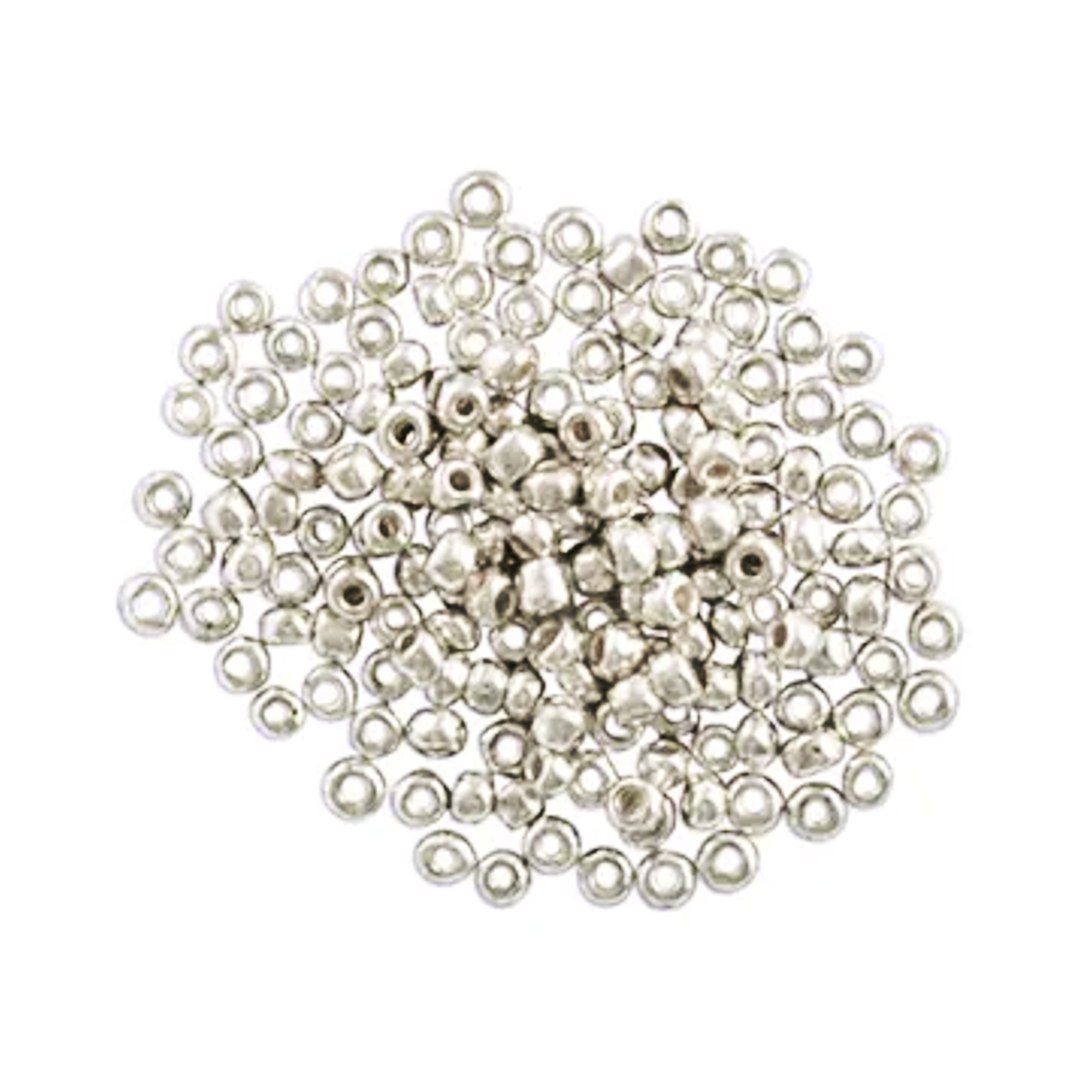 Metallic Silver Seed Beads Glass, 3.6mm size 6/0, Gloss, Pack of 25gm, Jewellery Making, Beading, Craft