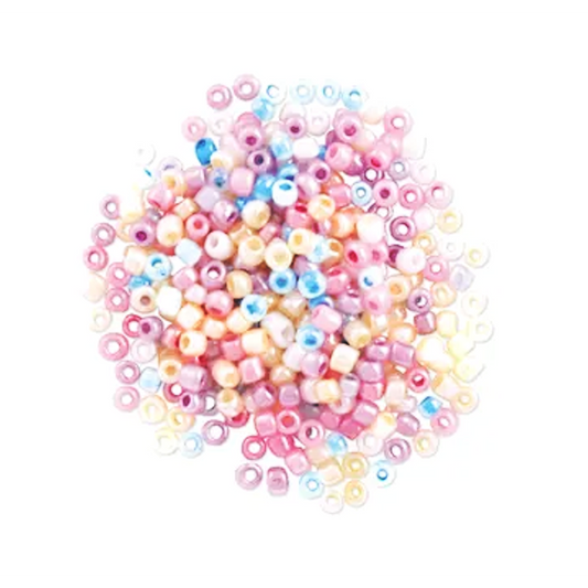 Glass Seed Beads, Assorted Rainbow Pastels, 1.8mm pack of 25gm