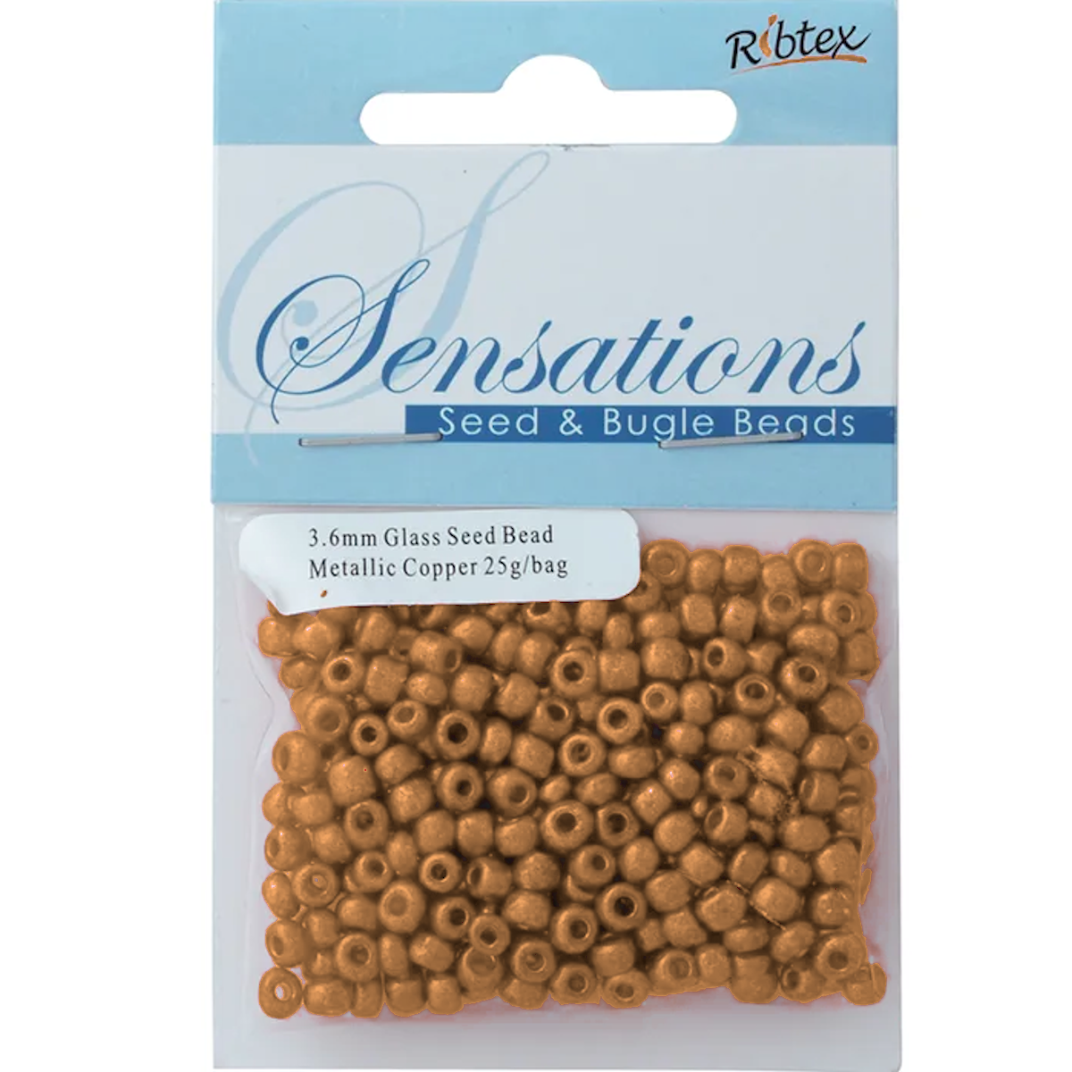 Glass Seed Beads Metallic Copper Orange 3.6mm size 6/0 25g