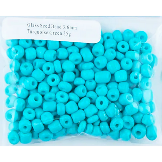 Glass Seed Beads Turquoise Green 3.6mm size 6/0 25g, Ribtex Sensations, Jewellery Making, Beading, Craft