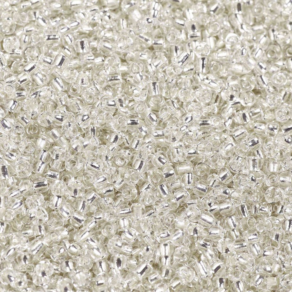 White Glass Seed Beads, Round, Silver Lined, 12/0 2mm, 1mm hole, bag of 30gm approx 2000 beads