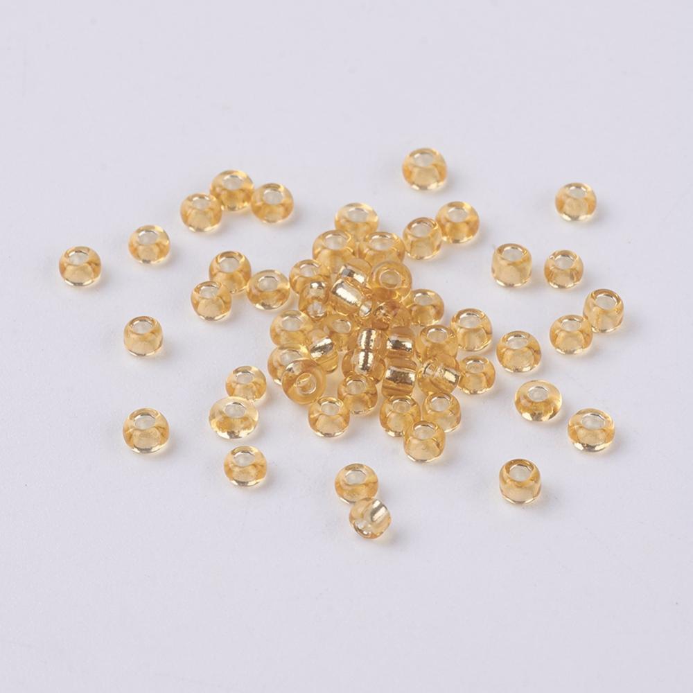 Pale Goldenrod Gold Glass Seed Beads, Round, Silver Lined, 12/0 2mm, 1mm hole, 30gm approx 2000