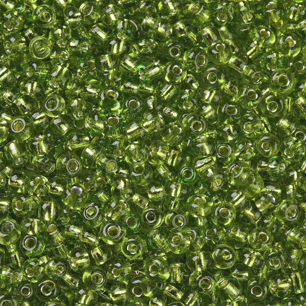 Lime Green Glass Seed Beads, Round, Silver Lined, 12/0 2mm, 1mm hole, 30gm approx 2000 beads