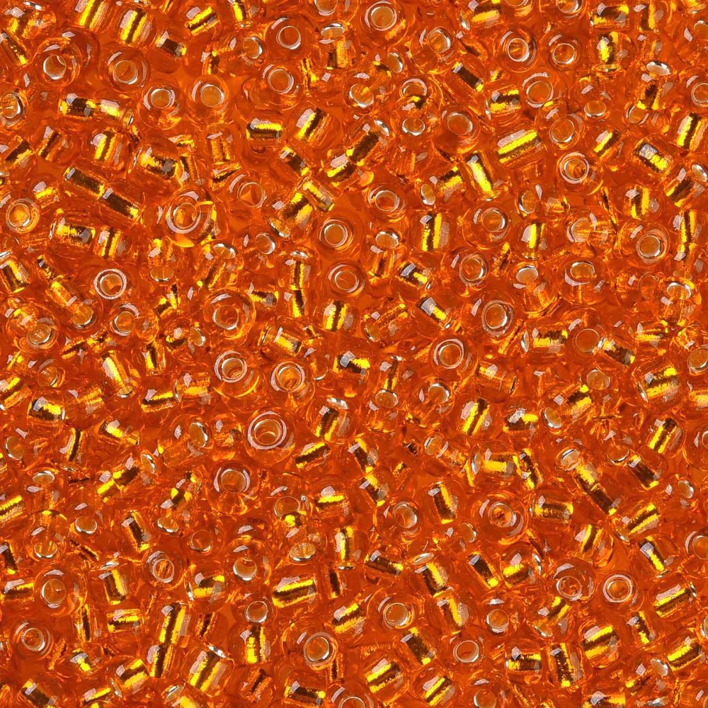 Orange Red Glass Seed Beads, Round, Silver Lined, 12/0 2mm, 1mm hole, 30gm approx 2000 beads