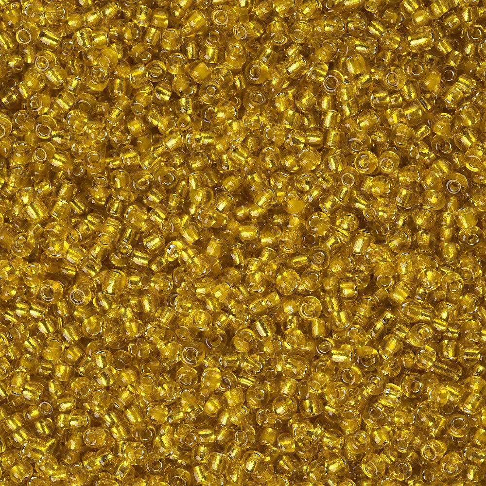 Yellow Glass Seed Beads, Round, Silver Lined, 12/0 2mm, 1mm hole, bag of 30gm approx 2000 beads