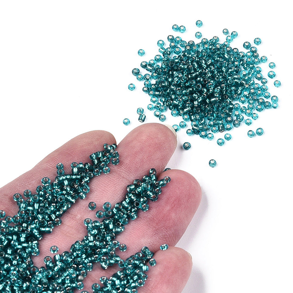 Light Sea Green Glass Seed Beads, Silver Lined, Round, size 12/0 2mm, 1mm hole, bag of 30gm approx 2000 beads