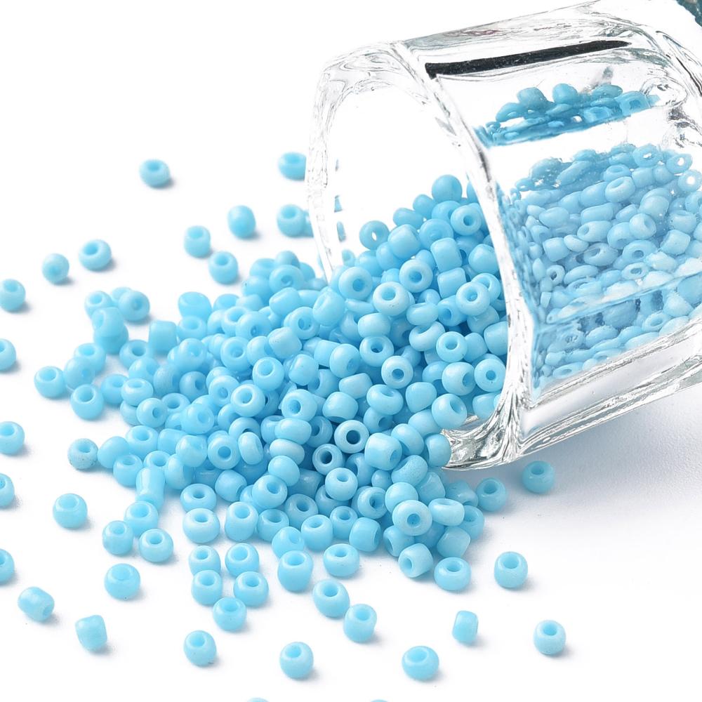 Light Sky Blue Glass Seed Beads, Opaque, 2mm, bag of 30gm approx 2000 beads, 1mm hole