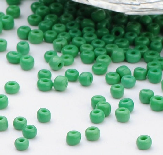 Pale Green Glass Seed Beads, Opaque, 2mm, 1mm hole, 30gm approx 2000 beads