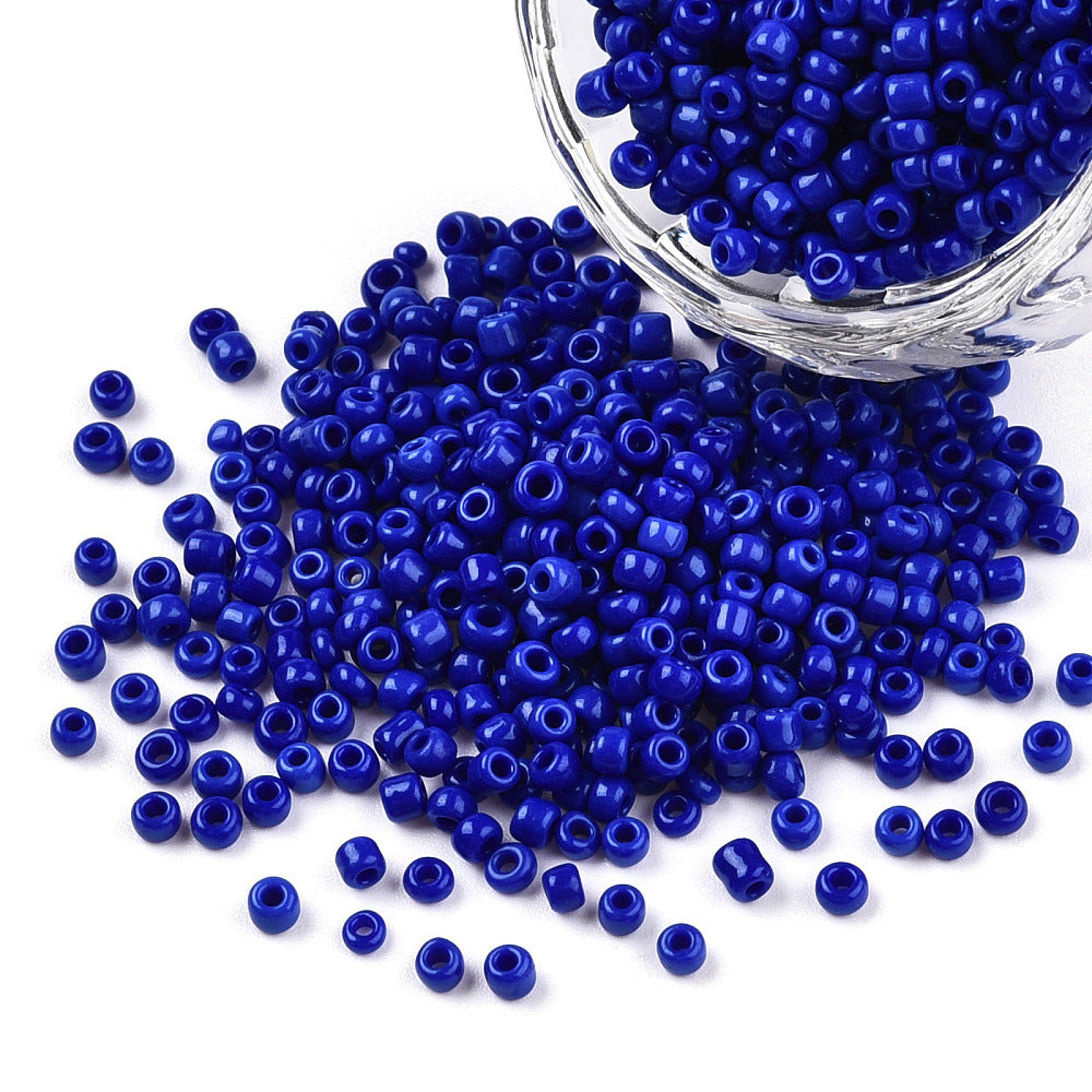 Blue Glass Seed Beads, Round, size 12/0 2mm, 1mm hole, 30gm approx 2000 beads