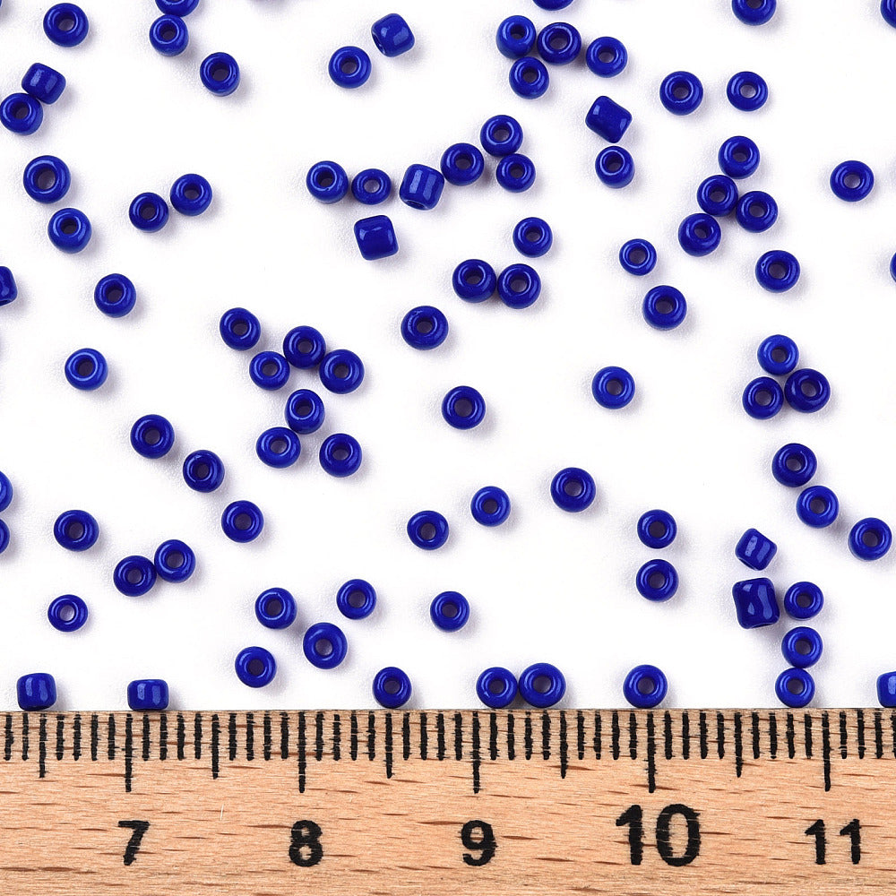 Blue Glass Seed Beads, Round, size 12/0 2mm, 1mm hole, 30gm approx 2000 beads