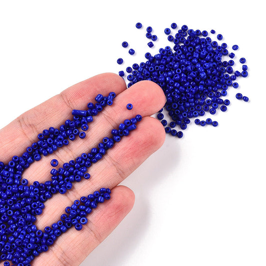 Blue Glass Seed Beads, Round, size 12/0 2mm, 1mm hole, 30gm approx 2000 beads