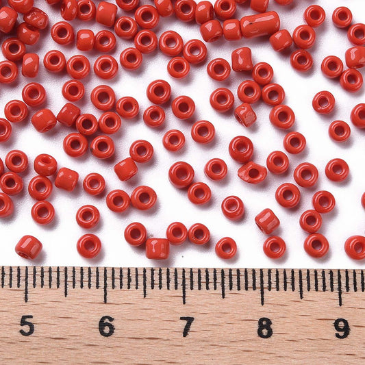 Red Glass Seed Beads 8/0, 3mm, Hole:1mm Pack of 650x