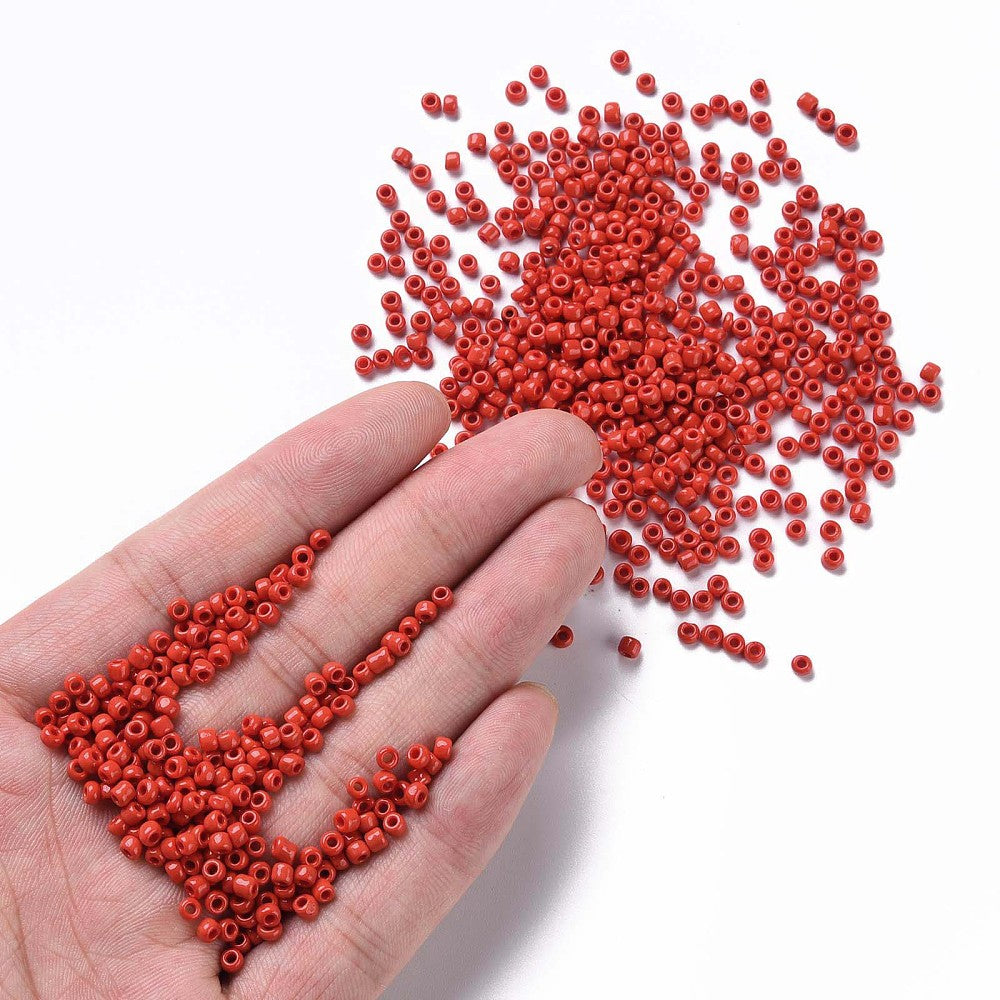 Red Glass Seed Beads 8/0, 3mm, Hole:1mm Pack of 650x