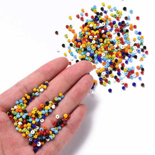 Multicolour Mix Glass Seed Beads 8/0, 3mm, Hole:1mm Pack of 650x