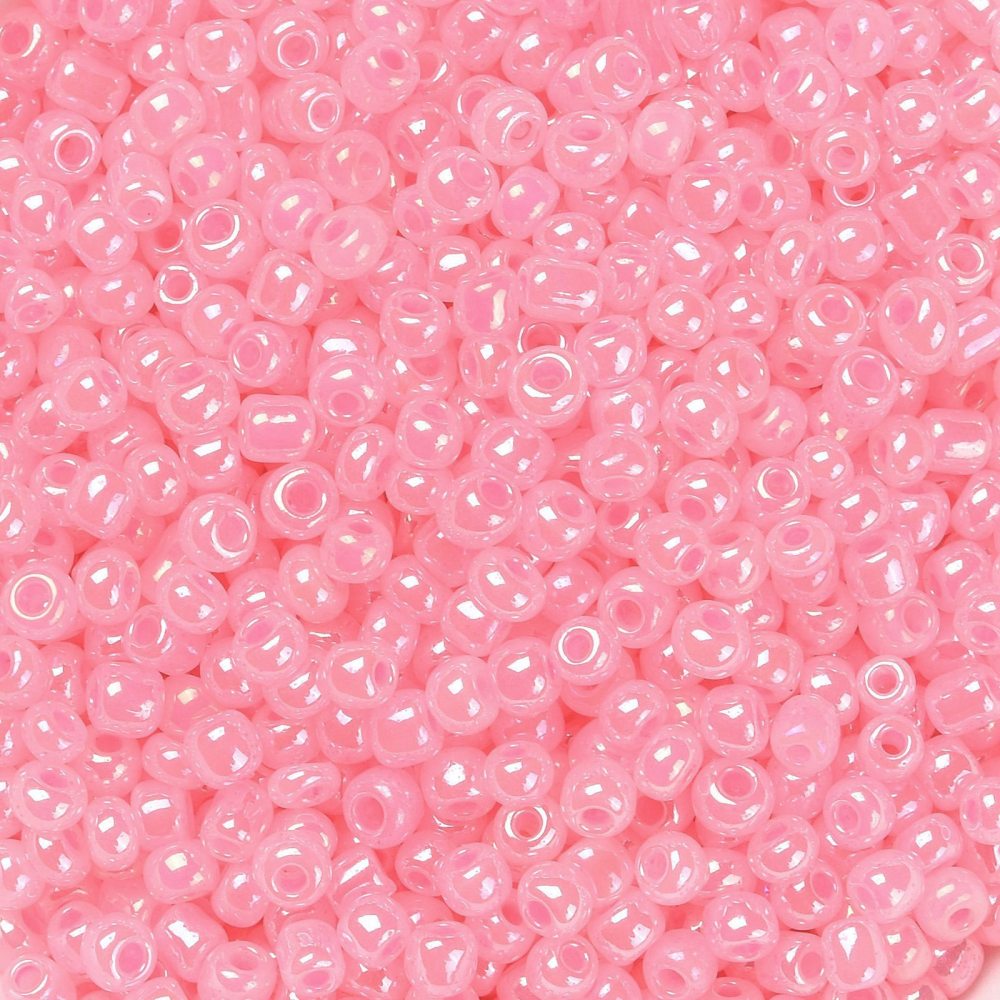 Pink Glass Seed Beads 3mm, Ceylon, hole 1mm, 40gm approx 1000 beads, pearl lustre finish