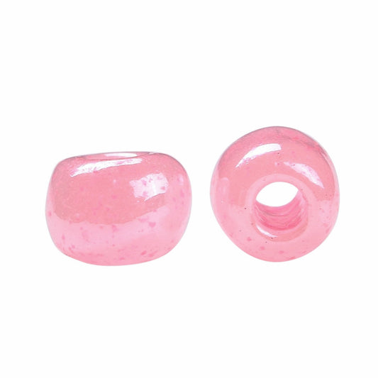 Pink Glass Seed Beads 3mm, Ceylon, hole 1mm, 40gm approx 1000 beads, pearl lustre finish