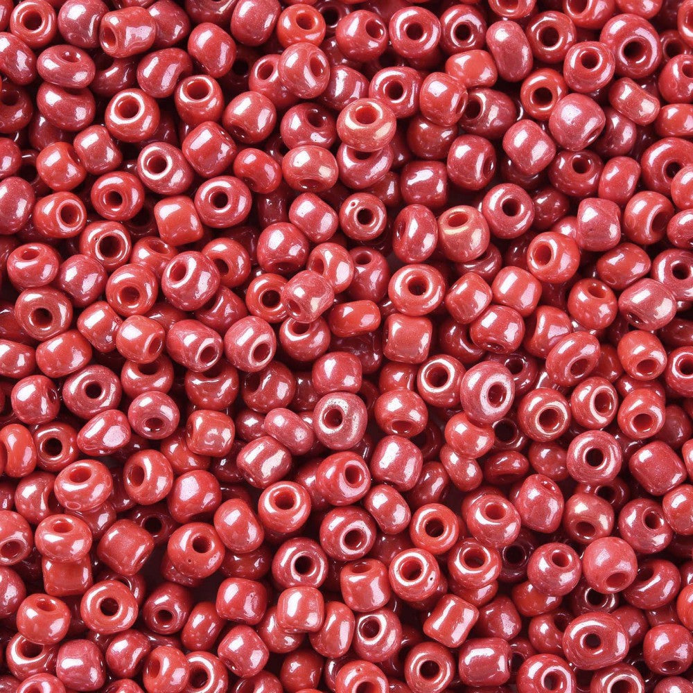 Red Glass Seed Beads 3mm, Opaque Lustre, hole 1mm 40gm, approx 1000 beads