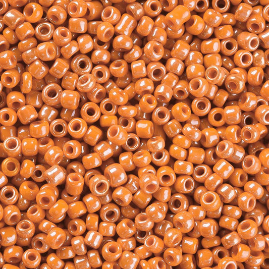 Dark Orange Glass Seed Beads 3mm, Opaque Lustered, hole 1mm 40gm, approx 1000 beads