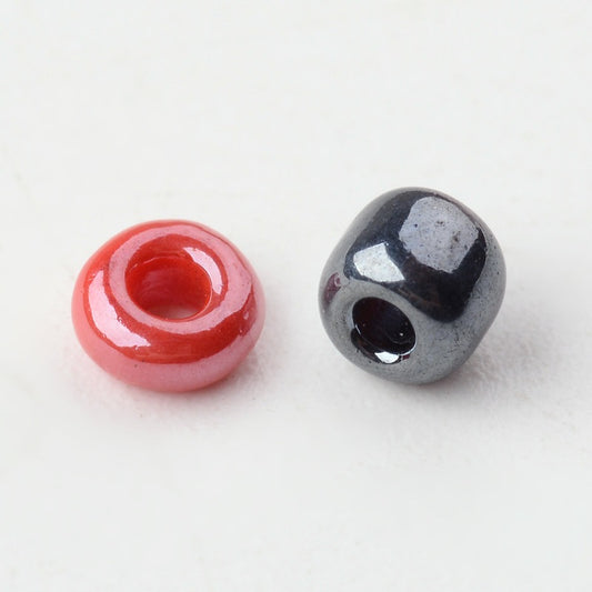 Mixed Colour Glass Seed Beads 3mm, Opaque Lustre, hole 1mm, 40gm approx 1000 beads