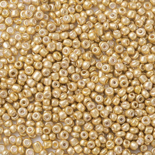 Gold Metallic Glass Seed Beads 8/0, 3mm, Hole:1mm Pack of 650x