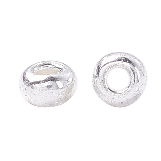 Silver Metallic Glass Seed Beads 8/0, 3mm, Hole:1mm Pack of 650x