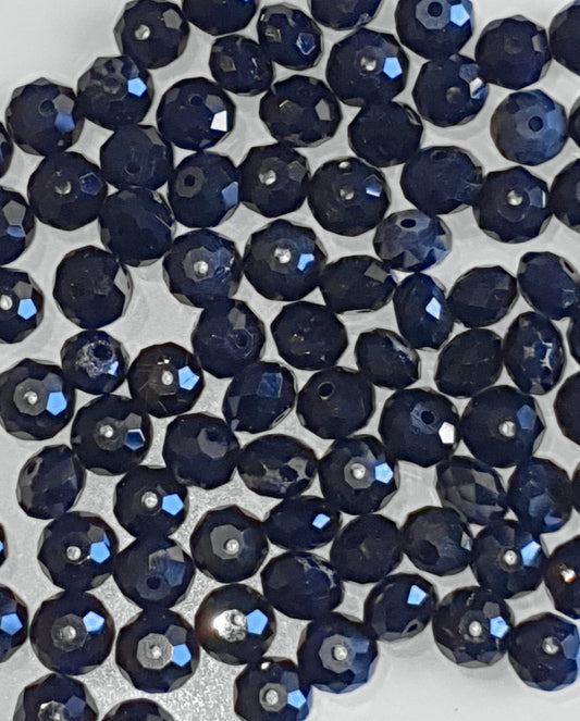 Crystal Rondelle Beads, Black, Faceted, 8x6mm, pack of 70x, Jewellery Craft