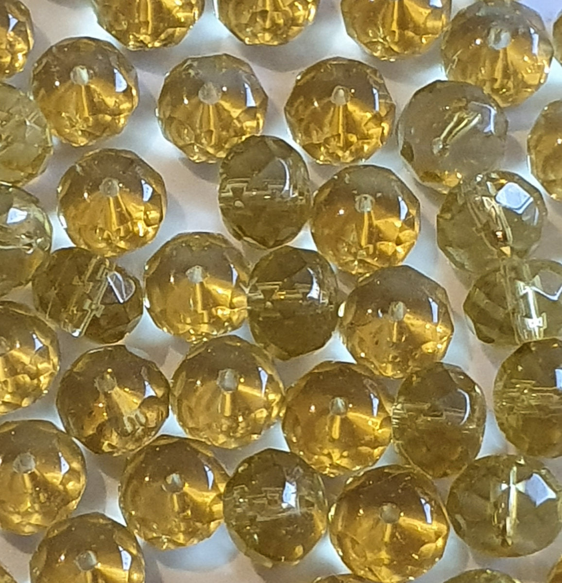 Crystal Rondelle Beads, Golden, Faceted, 8mm, pack of 50x, Jewellery Craft
