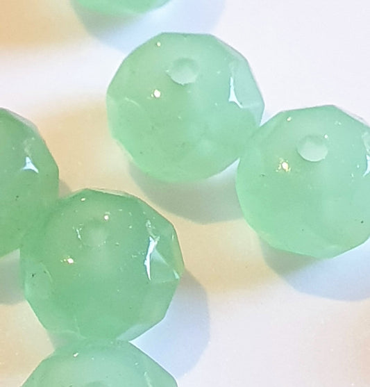 Crystal Jade Green Rondelle Beads, Faceted, 8mm, pack of 50x Jewellery Craft