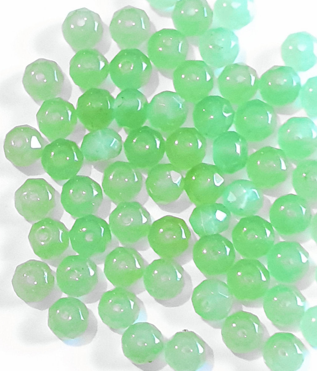Crystal Jade Green Rondelle Beads, Faceted, 8mm, pack of 50x Jewellery Craft