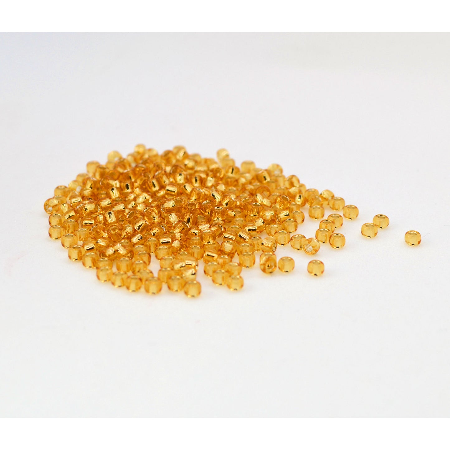 Toho Glass Seed Beads, 8/0 3mm, #22 Light Topaz Gold, Silver Lined, 7gm approx 330 beads, 1mm hole