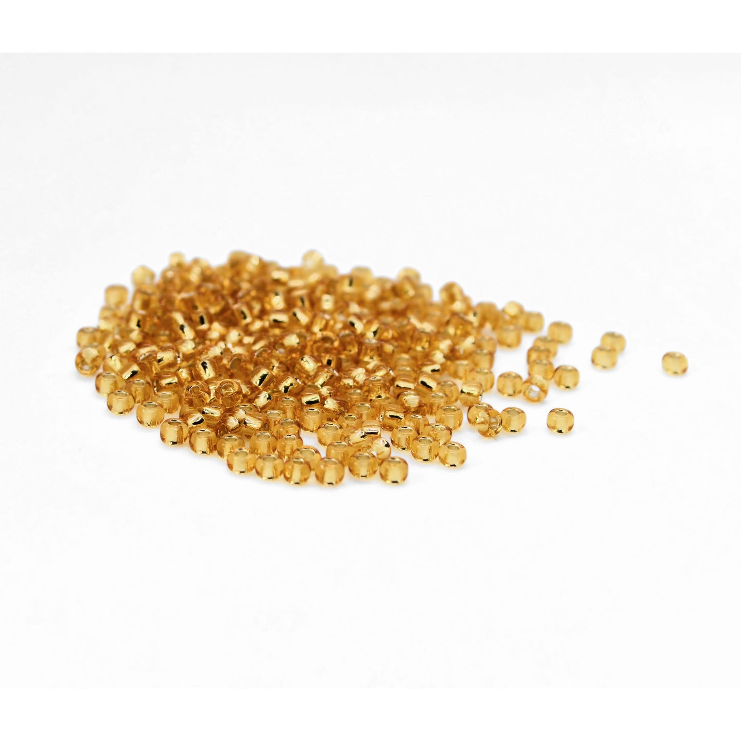Toho Glass Seed Beads, 8/0 3mm, #22 Light Topaz Gold, Silver Lined, 7gm approx 330 beads, 1mm hole